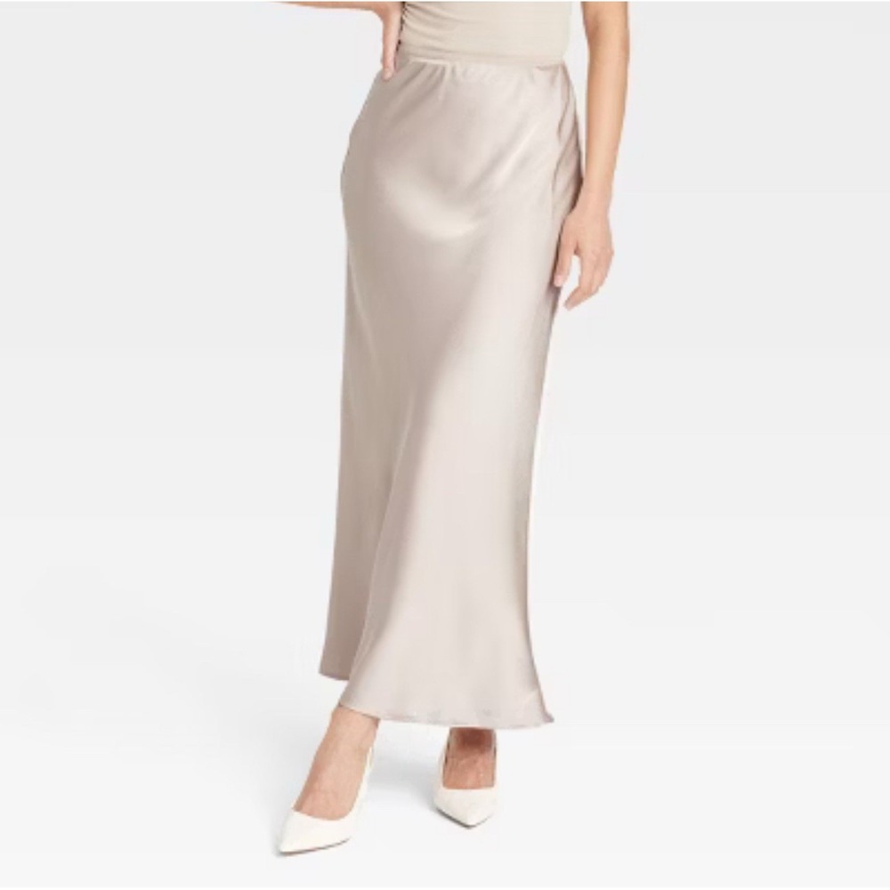 Women's Maxi Slip Skirt - A New Day cream Sz XS A Line new